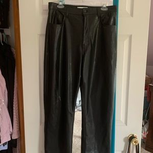Abercrombie Black Straight Leg Leather Pants